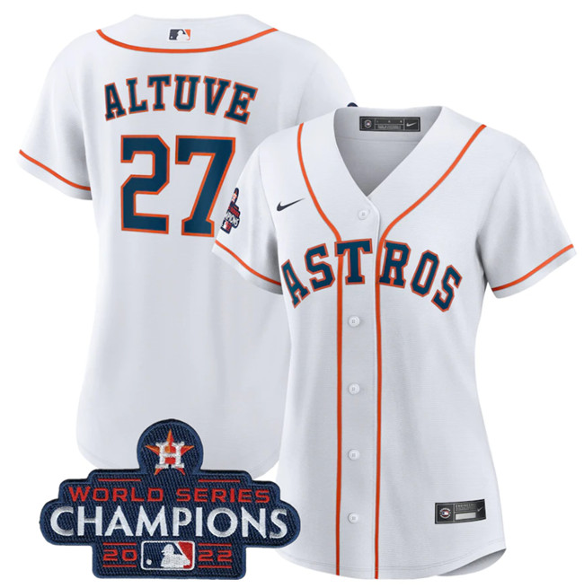 Women's Houston Astros Active Player Custom White 2022 World Series Champions Cool Base Stitched Baseball Jersey(Run Small)